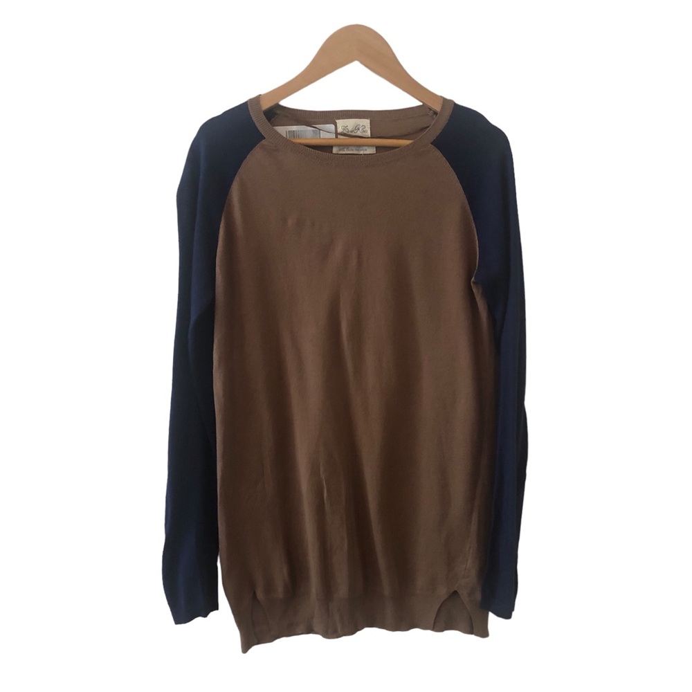 Zara Knit Contrast Light Weight  Extra Fine Cotton Sweater Small